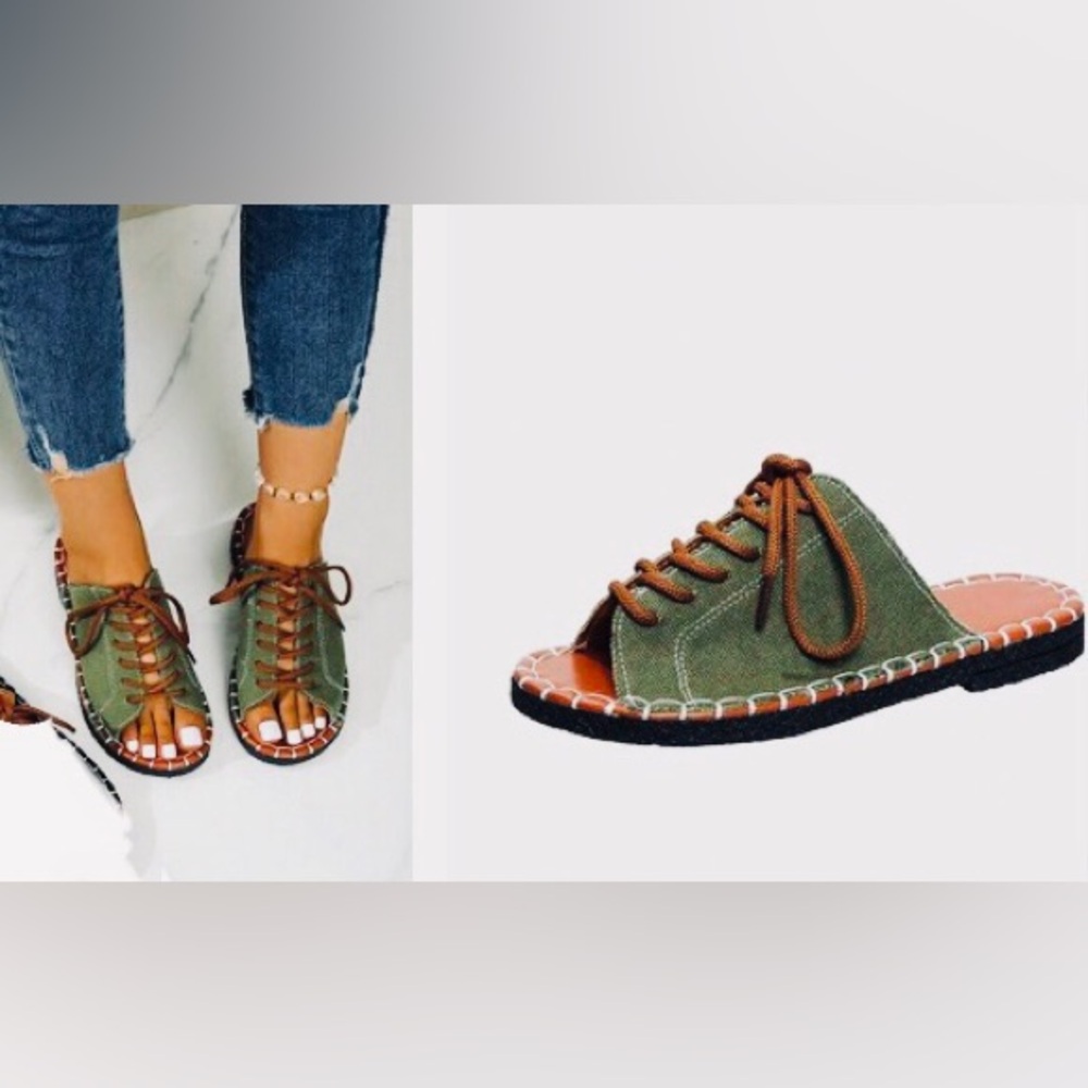 Expanding Roman Sandals Unisex Size 9/7 Moss Green New